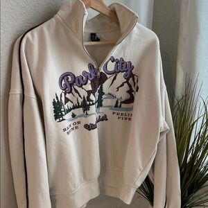 Divided Cream Jacket with Purple and Green Embroidery